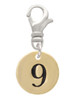Gold Tone Disc 1/2'' Number - 9 - Clip On Charm