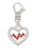 Heart with Red Crystal Heartbeat Clip On Charm