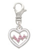 Heart with Pink Crystal Heartbeat Clip On Charm