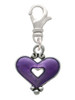 Hot Purple Enamel Heart with Cutout Clip On Charm