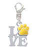 Love with Yellow Paw Clip On Charm