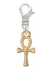 Small Gold Tone Ankh Clip On Charm