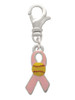 Pink Ribbon with Softball Clip On Charm