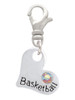Heart with ''Basketball'' and AB Crystal Clip On Charm