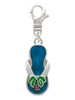 Tropical Blue Flip Flop with Palm Tree Clip On Charm