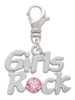 Girls Rock with Light Pink Crystal Clip On Charm