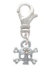 Mini Skull and Bones with 3 AB Crystals Clip On Charm