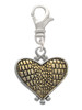 Two Tone Alligator Print Heart Clip On Charm
