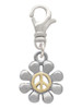Small Daisy with Gold Tone Peace Sign Clip On Charm