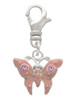 Pink Butterfly with 2 Pink Crystals Clip On Charm
