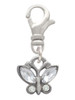 Mini Butterfly with Clear Wings & Crystals Clip On Charm