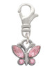 Mini Butterfly with Pink Wings & Crystals Clip On Charm