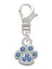 Mini Paw with Blue Crystals Clip On Charm