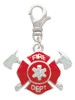 Red Fire Department Shield with Axes Clip On Charm