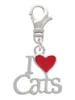 I Love Cats with Red Heart Clip On Charm