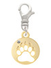 Gold Tone Bear Paw Silhouette Clip On Charm