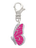 Translucent Hot Pink Flying Butterfly Clip On Charm