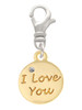 Gold Tone I Love You Disc Clip On Charm