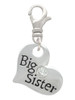 Large ''Big Sister'' Heart with Clear Crystal Clip On Charm