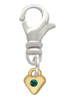 Mini May - Green Crystal Gold Tone Heart Clip On Charm