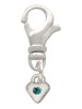 Mini December - Teal Crystal Heart Clip On Charm