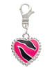Hot Pink Zebra Print Heart Clip On Charm