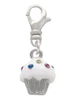 Small White Cupcake with Crystal Sprinkles Clip On Charm