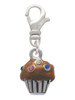 Small Chocolate Cupcake with Crystal Sprinkles Clip On Charm