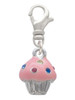 Small Pink Cupcake with Crystal Sprinkles Clip On Charm