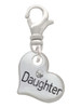 Small ''Daughter'' Heart with Clear Crystal Clip On Charm