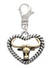 Gold Tone Longhorn in Rope Heart Clip On Charm