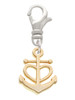 Gold Tone Anchor with Heart Clip On Charm
