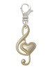 Large Gold Tone Clef with Heart Clip On Charm