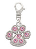 Large Paw with Light Pink Crystals Clip On Charm