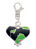 Lime Green Large Cheetah Print Heart Clip On Charm