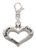 Heart with 3 AB Crystals - Believe Faith Prayer Clip On Charm
