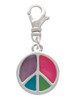 Multicolored Peace Sign Clip On Charm