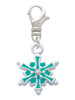 Teal Snowflake with Clear Crystal Clip On Charm