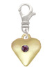 Large February - Purple Crystal Gold Tone Heart Clip On Charm