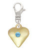 Large March - Hot Blue Crystal Gold Tone Heart Clip On Charm