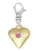 Large October - Hot Pink Crystal Gold Tone Heart Clip On Charm