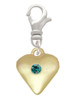 Large December - Teal Crystal Gold Tone Heart Clip On Charm