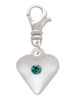 Large December - Teal Crystal Heart Clip On Charm