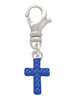 Small Blue Crystal Cross Clip On Charm