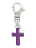 Small Purple Crystal Cross Clip On Charm