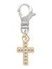 Gold Tone Small Crystal Cross Clip On Charm