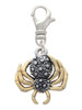 3-D Textured Spider with Gold Tone Legs Clip On Charm