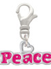 Hot Pink ''Peace'' with Heart Clip On Charm