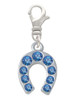 Blue Crystal Horseshoe Clip On Charm