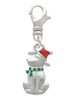 2-D Christmas Dog with Red Hat Clip On Charm